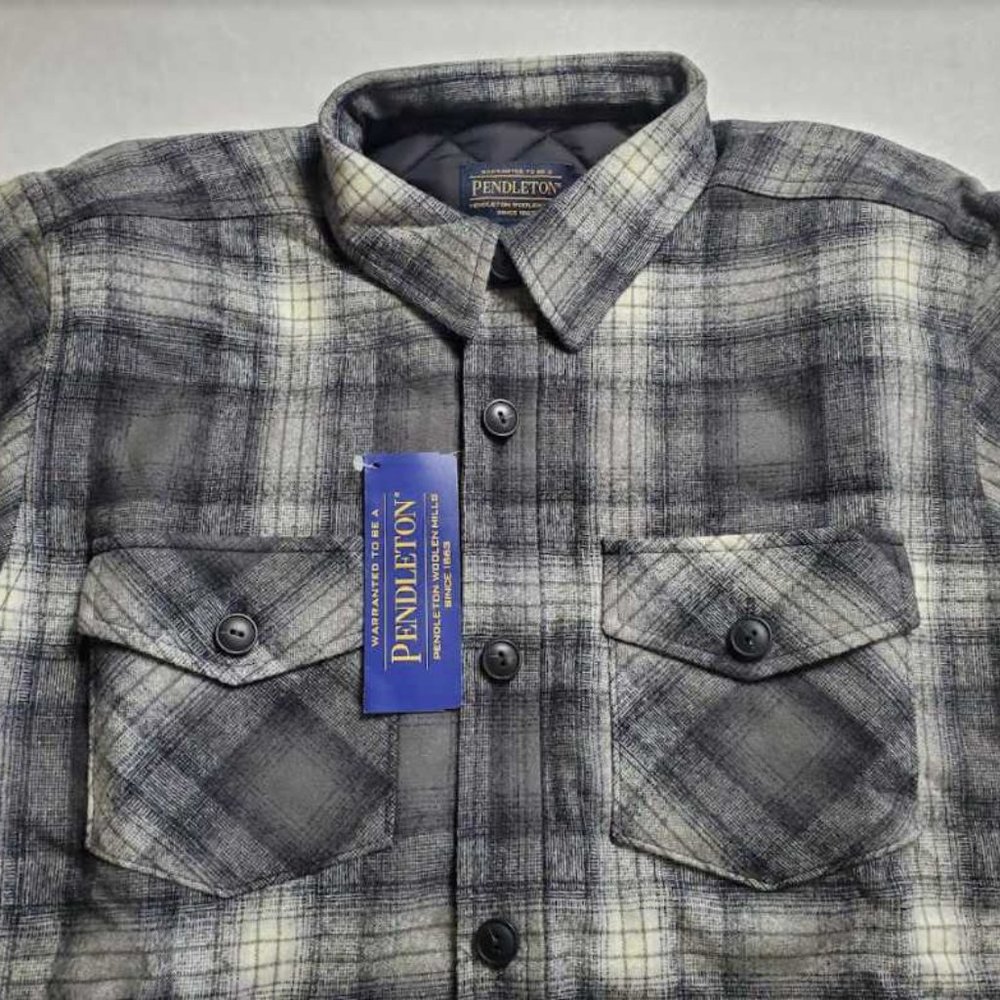 New men's M Pendleton plaid shirt jacket with quilted lining - Picture 4 of 9